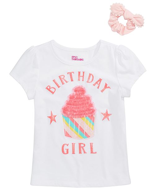 Epic Threads Toddler Girls 2 Pc Birthday Girl T Shirt Scrunchie