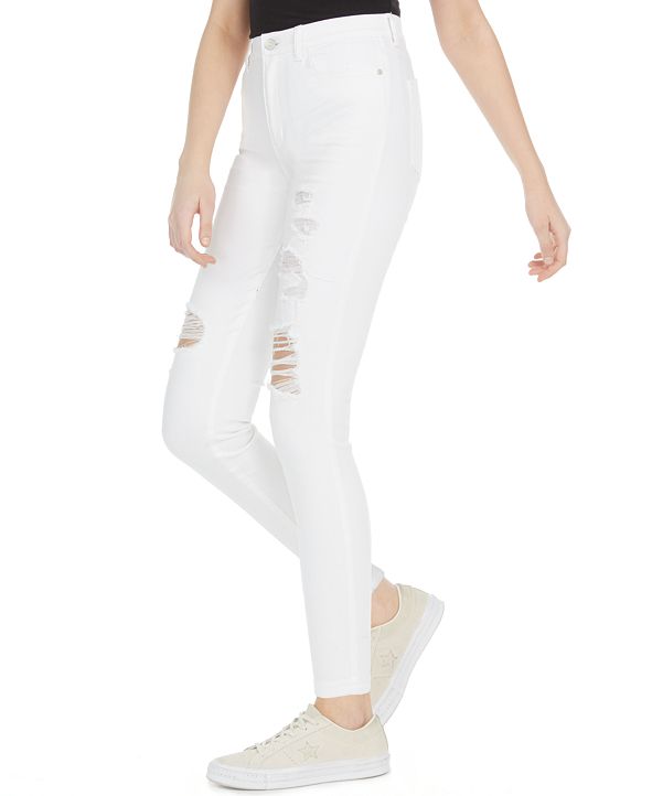 white ripped skinny jeans for juniors