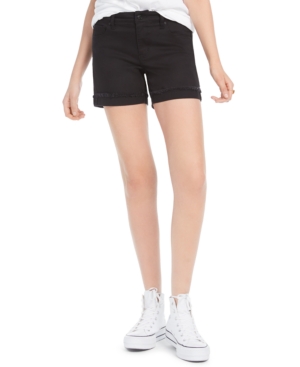 image of Celebrity Pink Juniors- High-Rise Cuffed Black Denim Shorts