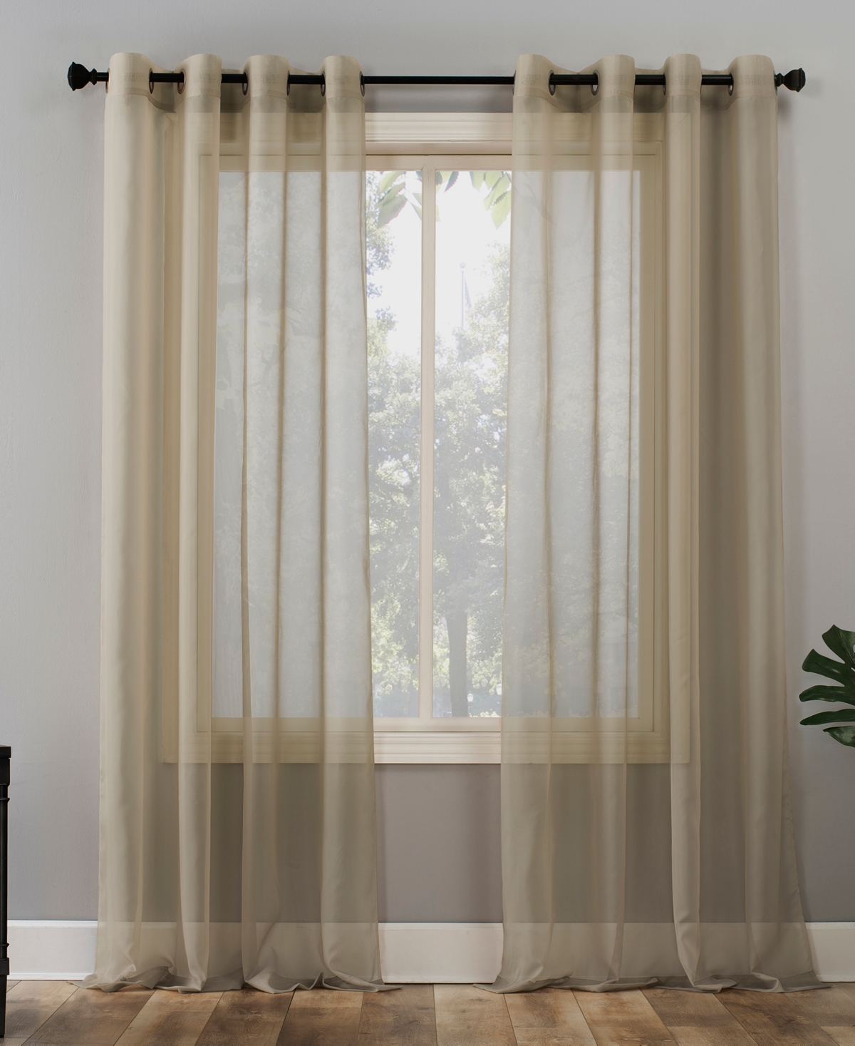 Sheer Voile Grommet Curtain Panel - Silver