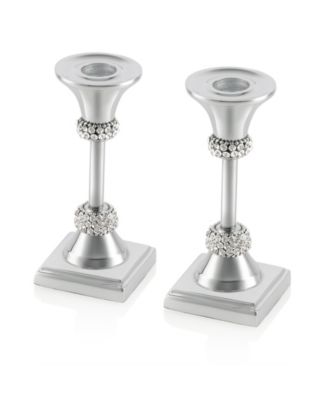 Single Stainless Steel Candle Holder with Crystal Diamond Design