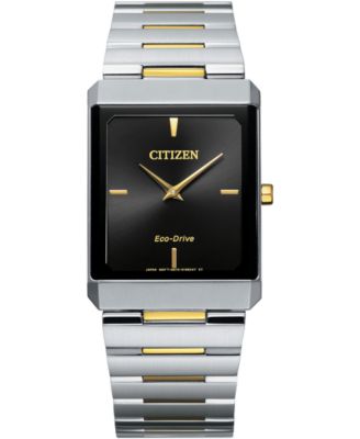 Citizen - Unisex Eco-Drive Stiletto Two-Tone Stainless Steel Bracelet Watch 28x38mm