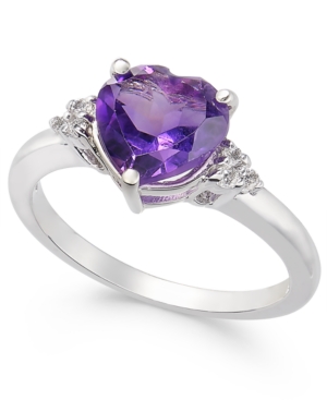 image of Amethyst (1-3/4 ct. t.w.) & Diamond (1/20 ct. t.w.) Heart Ring in 14k White Gold
