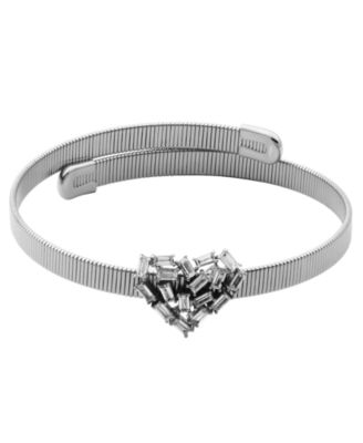 Macy's - Cubic Zirconia Cluster Baguette Heart Bangle