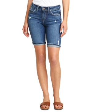 image of Silver Jeans Co. Suki Distressed Denim Bermuda Shorts