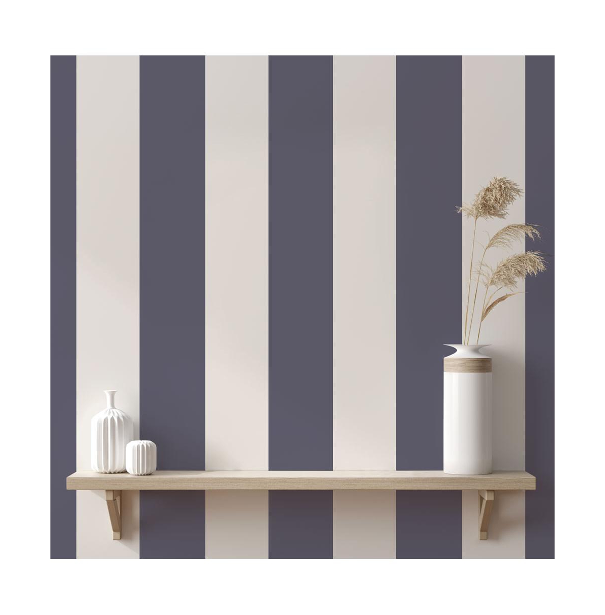 Tempaper Stripe Peel And Stick Wallpaper In Navy  Light Grey