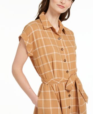 Calvin Klein Plaid Gauze Maxi Dress 