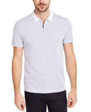 Alfani Men's Micro Jacquard Zipper Polo Shirt Created for Macy's