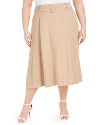 Alfani - Plus Size Belted Midi Skirt