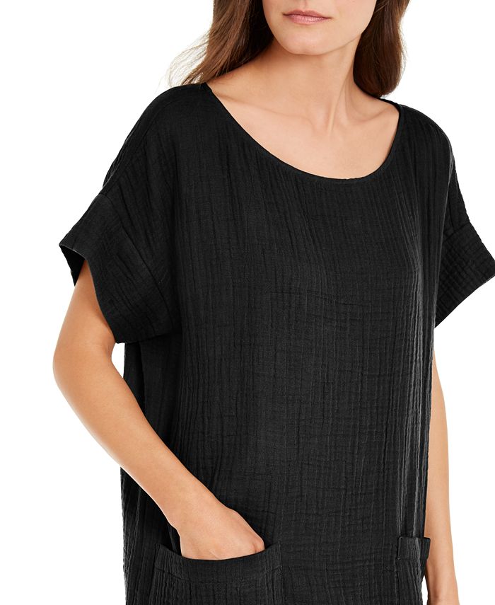 Eileen Fisher Textured Organic Cotton Shift Dress - Macy's