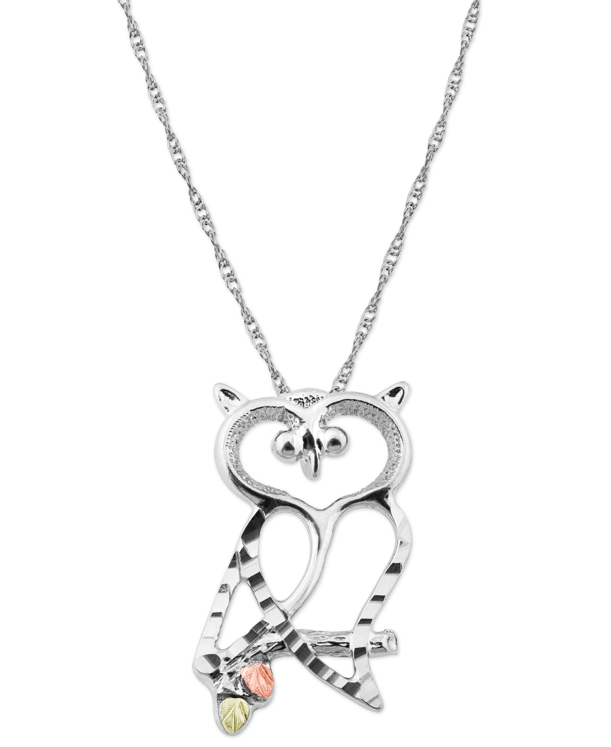 Owl Pendant in Sterling Silver with 12K Rose and Green Gold - Ss