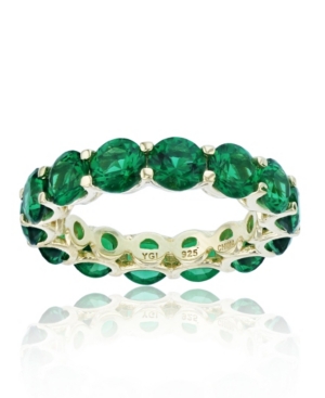 image of Green Cubic Zirconias Eternity Band in Rhodium Plated Sterling Silver