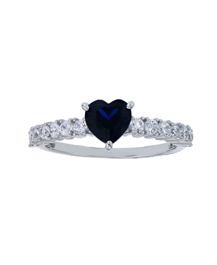 Macy's - Created Blue Spinel and White Cubic Zirconia Fashion Ring in Rhodium Plated Sterling Silver