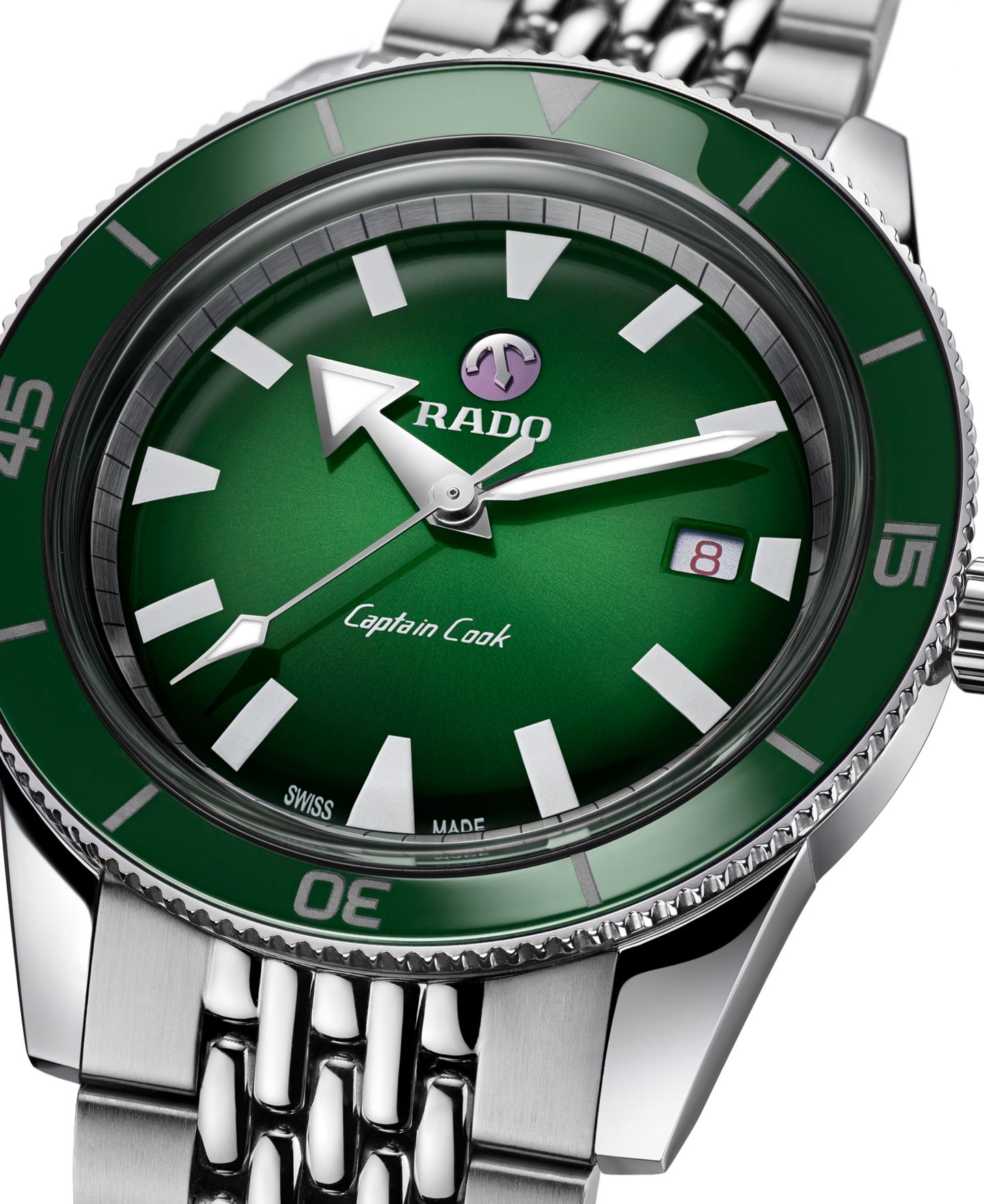 Мужские часы Rado Swiss Automatic HyperChrome Captain Cook Stainless Steel Bracelet Diver Watch 42mm — фото 5