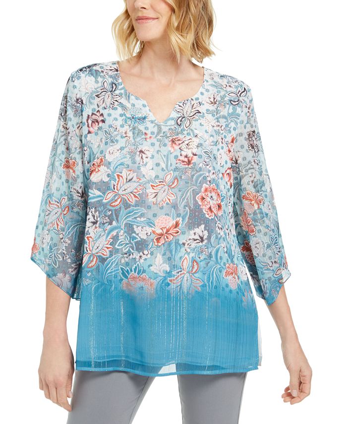 JM Collection Petite Printed Sublimation Top, Created for Macy's - Macy's