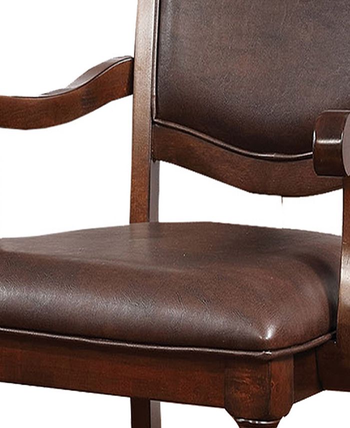 Benzara Wooden Arm Chair with Leather Upholstery, Set of 2 Macy's