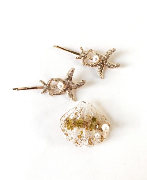 Женские аксессуары Soho Style Mermaid Starfish and Seashell Hair Clip Three-Piece Set