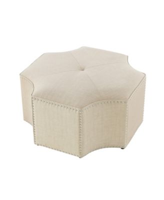 Fiorella Upholstered Octagon Cocktail Ottoman with Nailhead Trim