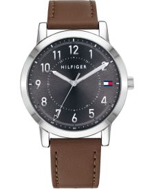 Men's Brown Leather Strap Watch 42mm, Created for Macy's