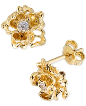 image of Diamond Flower Stud Earrings (1/8 ct. t.w.) in 18k Gold-Plated Sterling Silver