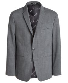 Big Boys Classic-Fit Stretch Gray Tonal Plaid Suit Jacket