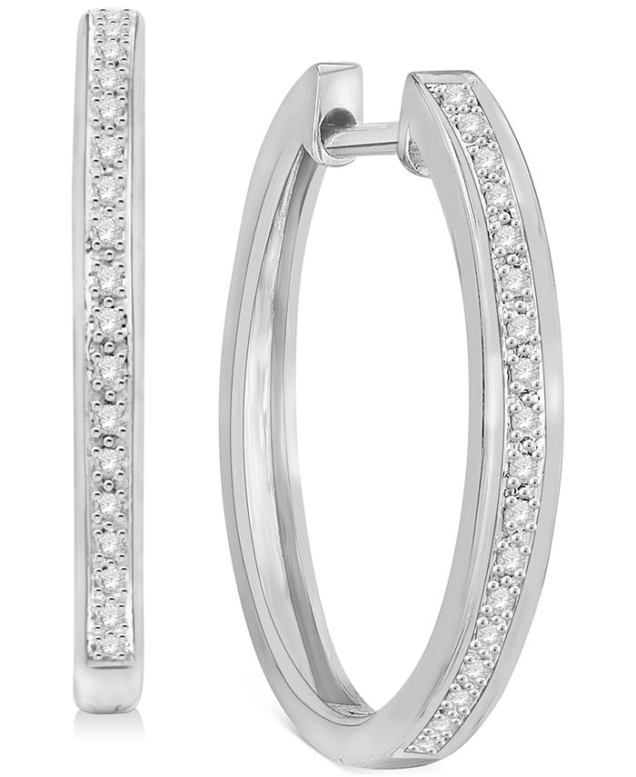 Macy's - 3-Pc. Set Diamond Small Hoop Earrings (1/3 ct. t.w.) in Sterling Silver, Gold-Plate & Rose Gold-Plate, 0.75"