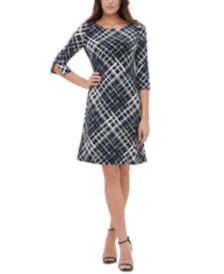 Plaid Jersey A-Line Dress