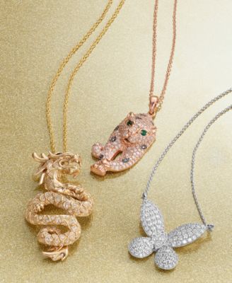 EFFY&reg; Diamond Dragon Pendant Necklace (5/8 ct. t.w.) in 14k Gold