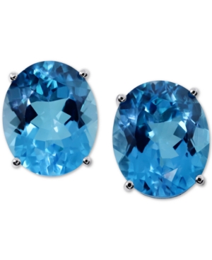 image of Blue Topaz Stud Earrings (11 ct. t.w.) in 14k White Gold