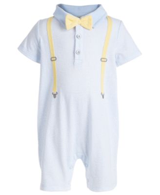Baby Boys Bow Tie & Suspenders Cotton Sun Suit, Created for Macy's