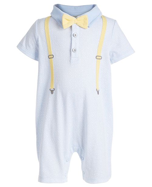 First Impressions Baby Boys Bow Tie Suspenders Cotton Sun Suit