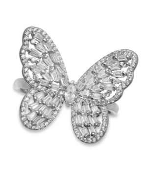 image of Cubic Zirconia Baguette Butterfly Ring (1-1/2 ct. t.w.) In Sterling Silver or 18K Rose Gold over Sterling Silver