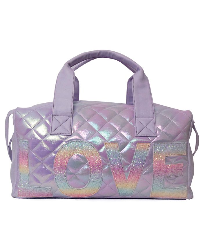 OMG! Accessories Metallic Quilted Love Duffle Bag Macy's
