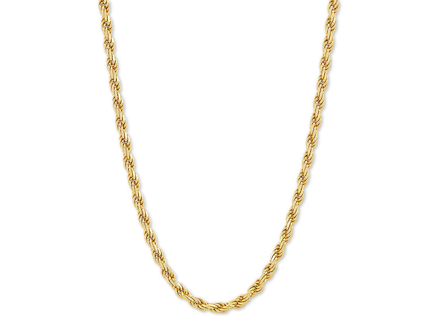 Rope Link Chain Necklace 18"-24" In Sterling Silver or 18k Gold-Plated Sterling Silver (2-3/4mm)