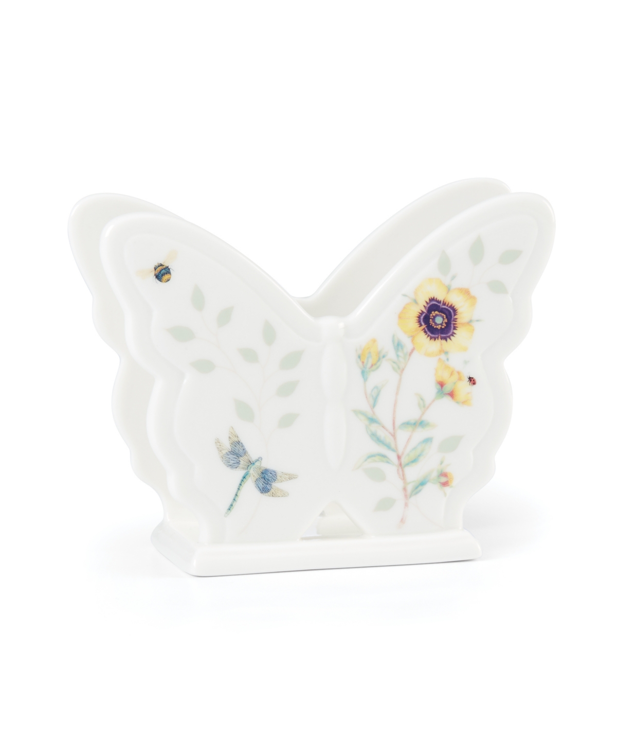 Butterfly Meadow Kitchen Sponge Holder, Created for Macy's - White With Multi-color Botanical Design