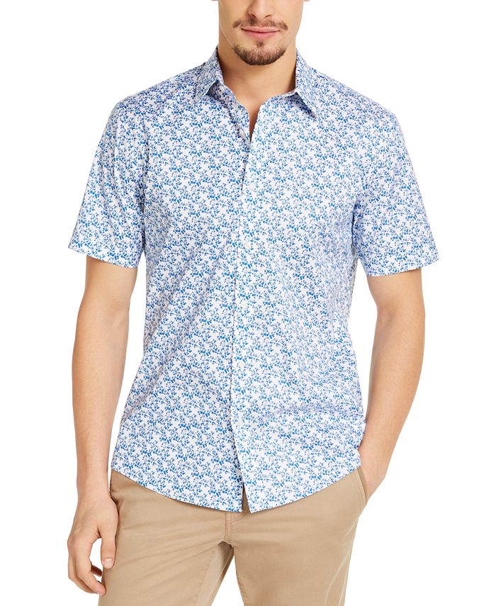 Michael Kors Men's Slim-Fit Stretch Tropical Print Shirt - Macy's