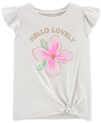 Carter's - Little & Big Girls Hello Lovely-Print Tie-Front Cotton T-Shirt
