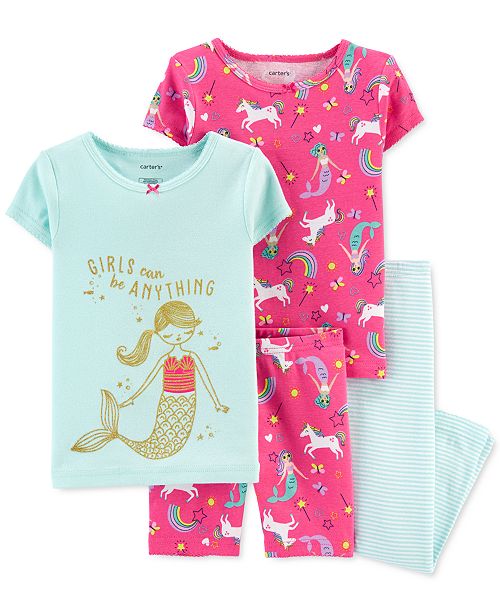 Carter's Toddler Girls 4Pc. Mermaid Cotton Pajamas Set & Reviews