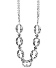 Filigree Link Double Strand 17" Statement Necklace in Sterling Silver
