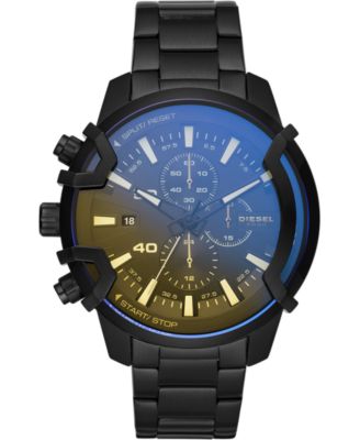 Diesel - Men's Chronograph Griffed Black Stainless Steel Bracelet Watch 48mm