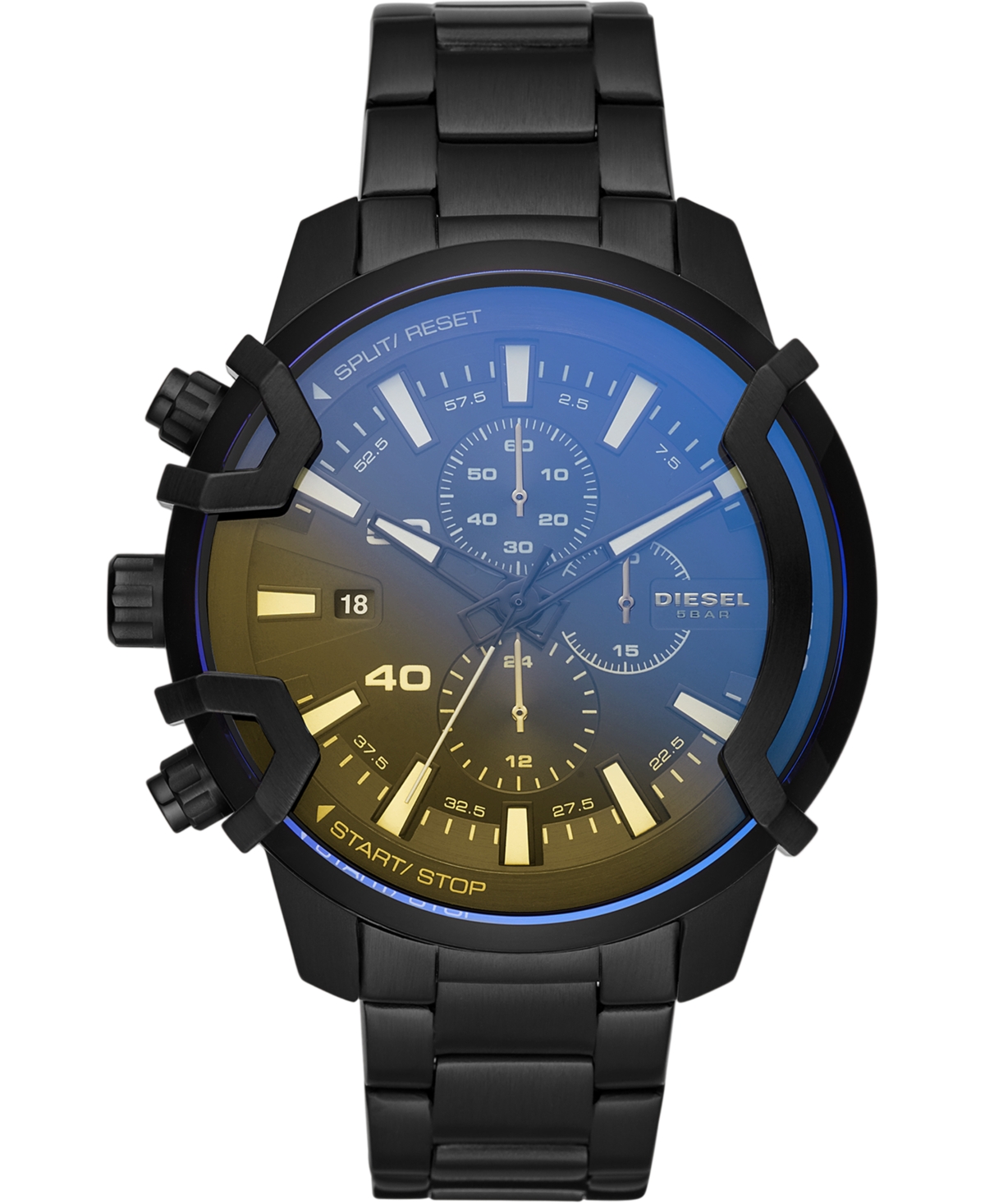 Diesel Men's Chronograph Griffed Black Stainless Steel Bracelet Watch 48mm