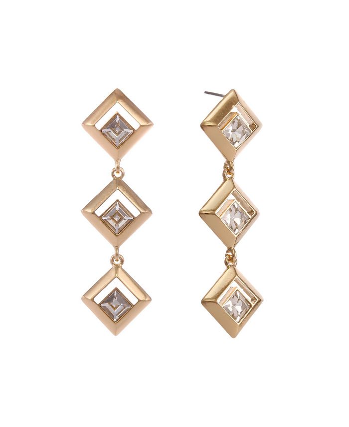 Christian Siriano New York Gold Tone Diamond Shape Linear Earrings - Macy's