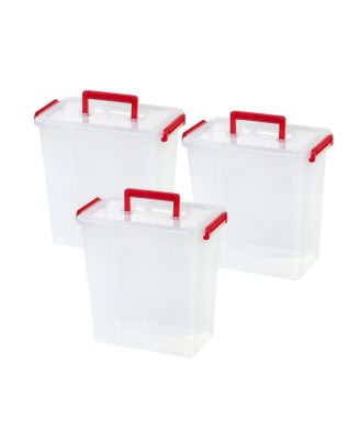 IRIS USA - Holiday Bow Box Storage Bin, Red, 3 Pack