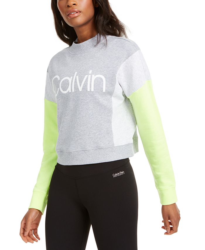 Calvin Klein Colorblocked Fleece Sweatshirt & Reviews - Tops - Women -  Macy's