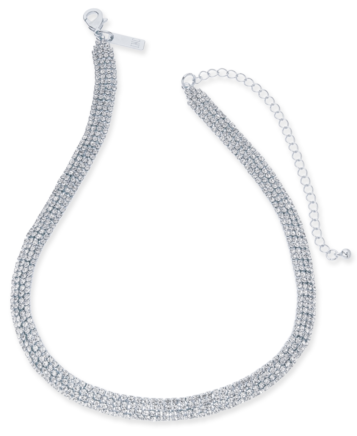 I.n.c. International Concepts Rhinestone Mesh Statement Necklace, + extender, Created for Macy's