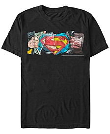 DC Men's Superman Paper Collage Logo Short Sleeve T-Shirt