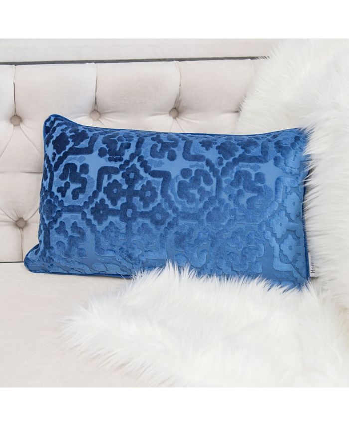 Homey Cozy Iris Modern Cut Velvet Rectangle Decorative Throw Pillow