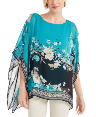 Jm Collection Women's Pleated Poncho-Sleeve Top, Created for
