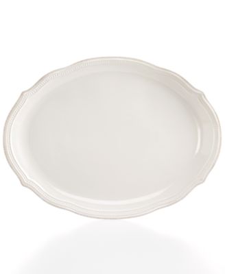 Dinnerware, French Perle Bead White Oval Platter