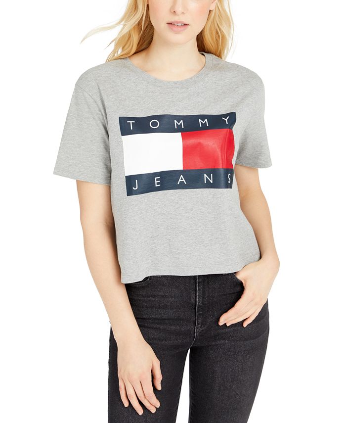 Tommy Jeans - Cotton Logo-Graphic Cropped T-Shirt